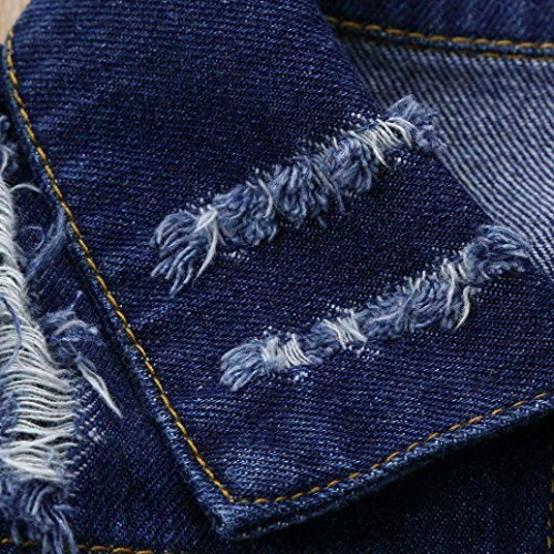 Kollmert Toddler Baby Girls Coat Hole Washed Denim Jeans Jackets Winter Warm Outwear (Dark Blue, 3T) - Thumbnail 5