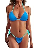 Sucrefas Women Two Piece Thong Swimsuit Color Block
