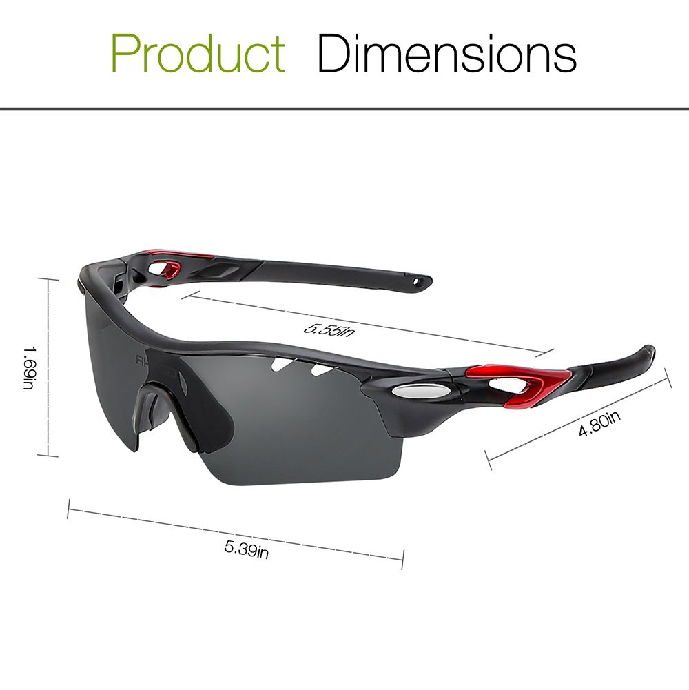 AKASO Polarized Sports Sunglasses, 5 Interchangeable Lenses, TR-90 Frame, UV Protective, for Fishing, Running, Cycling, Driving, Unisex for both Men and Women