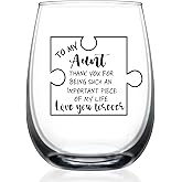 Aunt Gifts,Auntie Present Ideas,Unique Puzzle Piece Aunt Wine Glass for Birthday Gifts,Christmas,Mother's Day,Heartfelt Gift for Auntie