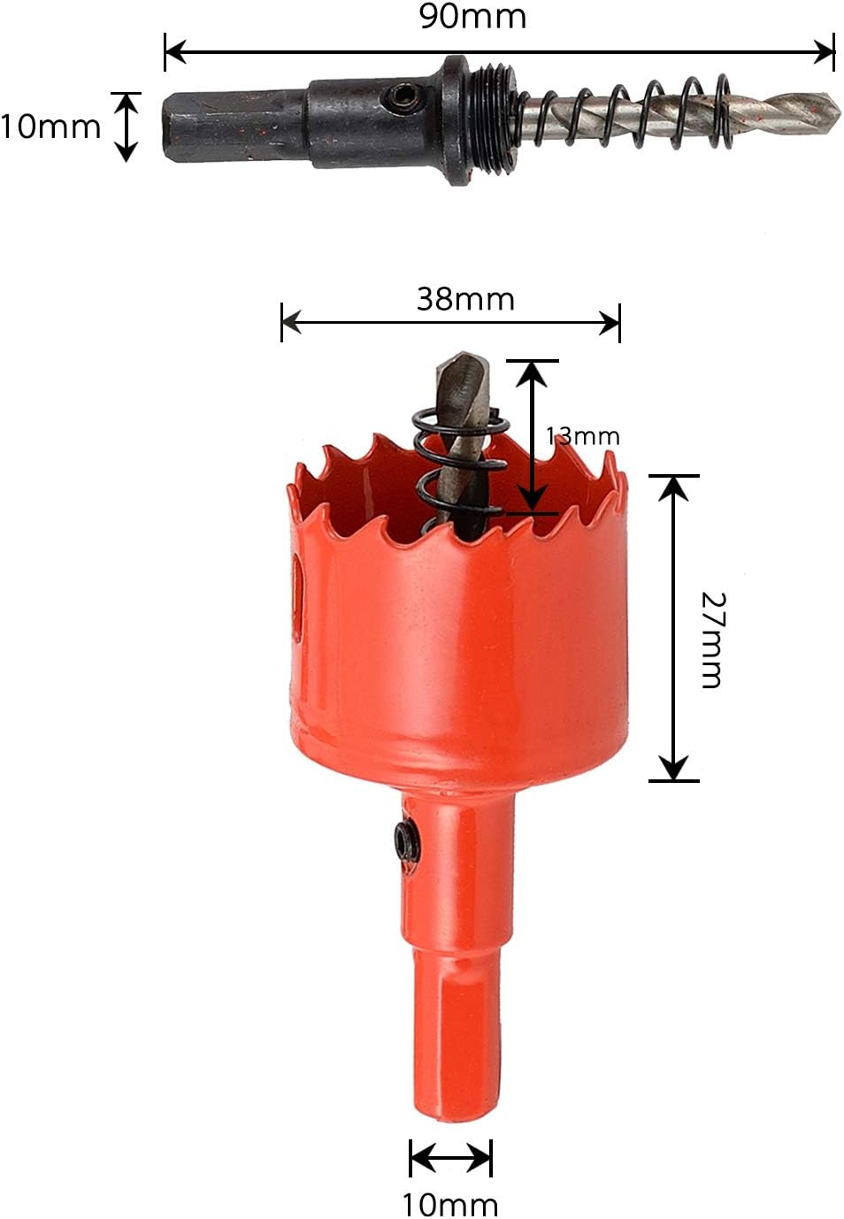 Hole Saw 38 mm, 25 mm Bi-Metal Cutting Depth HSS M 42 Hole Cutter for Cutting Wood Plastic, Drywall, Plasterboard and Soft Metal Sheet - Image 5