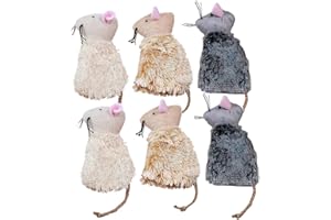 SHINEOFI 6pcs Plush Mouse Toys for Cats Interactive Indoor Cat Toys Mice Soft Stuffed Plush for Indoor Kitten Pet Chewing Tea