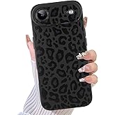 TEAUGHT Compatible with iPhone Air Case 2025 Cute Pattern Leopard Print Cheetah Camera Protection Cover, Cheetah Pattern Shockproof Silicone for Girls Women -Black