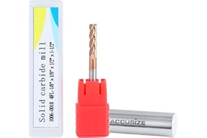 Accusize Industrial Tools 1/8'' 4 Flute, 1/8 by 1/8 by 1/2 by 1-1/2'' Solid Carbide End Mill, 1006-0018