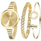Weicam Women's Watch Elegant Crystal Cuff Bangle Bracelet Watch Sets Analog Quartz Wrist Watches