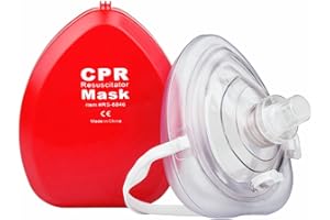 NOVAMEDIC First Aid Adult and Child CPR Rescue Mask, Detachable Single Valve Pocket Resuscitator with Hard Case and Wrist Strap Kit, Red