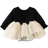 TENTIDE Baby Girl My Little Black Dress Romper Cotton Ruffle Long Sleeve Tutu Dress Birthday Party Fall Winter Clothes 0-24M
