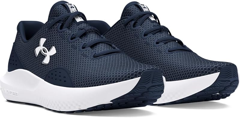 UA Charged Surge 4 Zapatos de deporte para hombre, ligeras y transpirables deportivas de hombre, color azul almirante/blanco/blanco