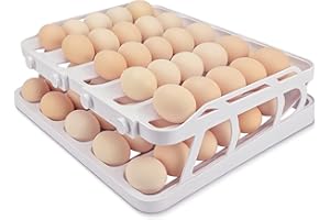 HAHOME 5 Rows Rolling Eggs Dispenser and Storage Organizer, Space-Saving Egg Container Holder with Date Record Design for Refrigerator,White