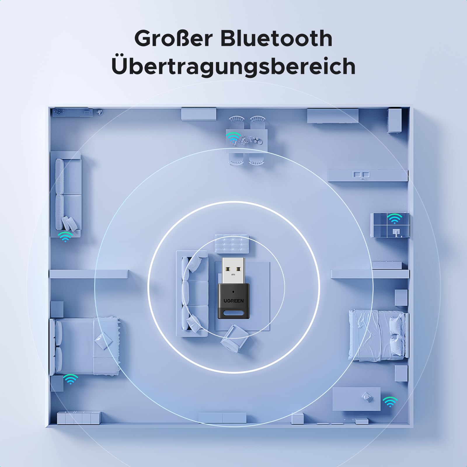UGREEN Adapter Bluetooth 5.4 Dongle für PC, USB Bluetooth Stick für Maus, Tastatur, Kopfhörer, Handy, Controller, für Windows 11/10/8.1 8
