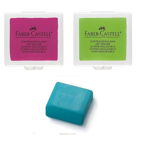 Faber Castell 127121 Knetgummi Radierer in Brombeer, Türkis, Lemon (insgesamt Menge: 3)