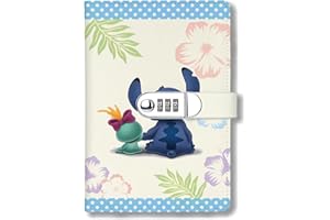 WHLBHG Stitch and Scrump Gift Cartoon Movie Fans A5 Locking Journal Faux Lined Leather Journal Refillable Journal with Lock for Stitch Fans (Stitch &Scrump 5)