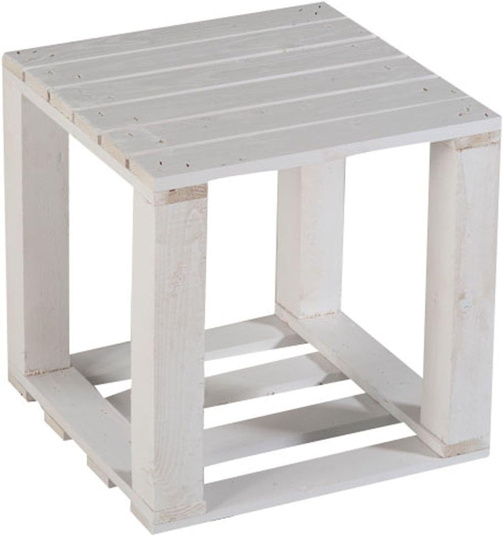 Castagnetti 1928 Pallet Table/Night Stand, Fir-Wood, White