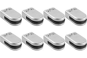 Kamtop Glass Clamp, 6-8mm Round Glass Clamp (15/64-5/16 Inch), Adjustable Bracket 304 Stainless Steel Clamps Flat Back for Balustrade Staircase Handrail, 8 PCS