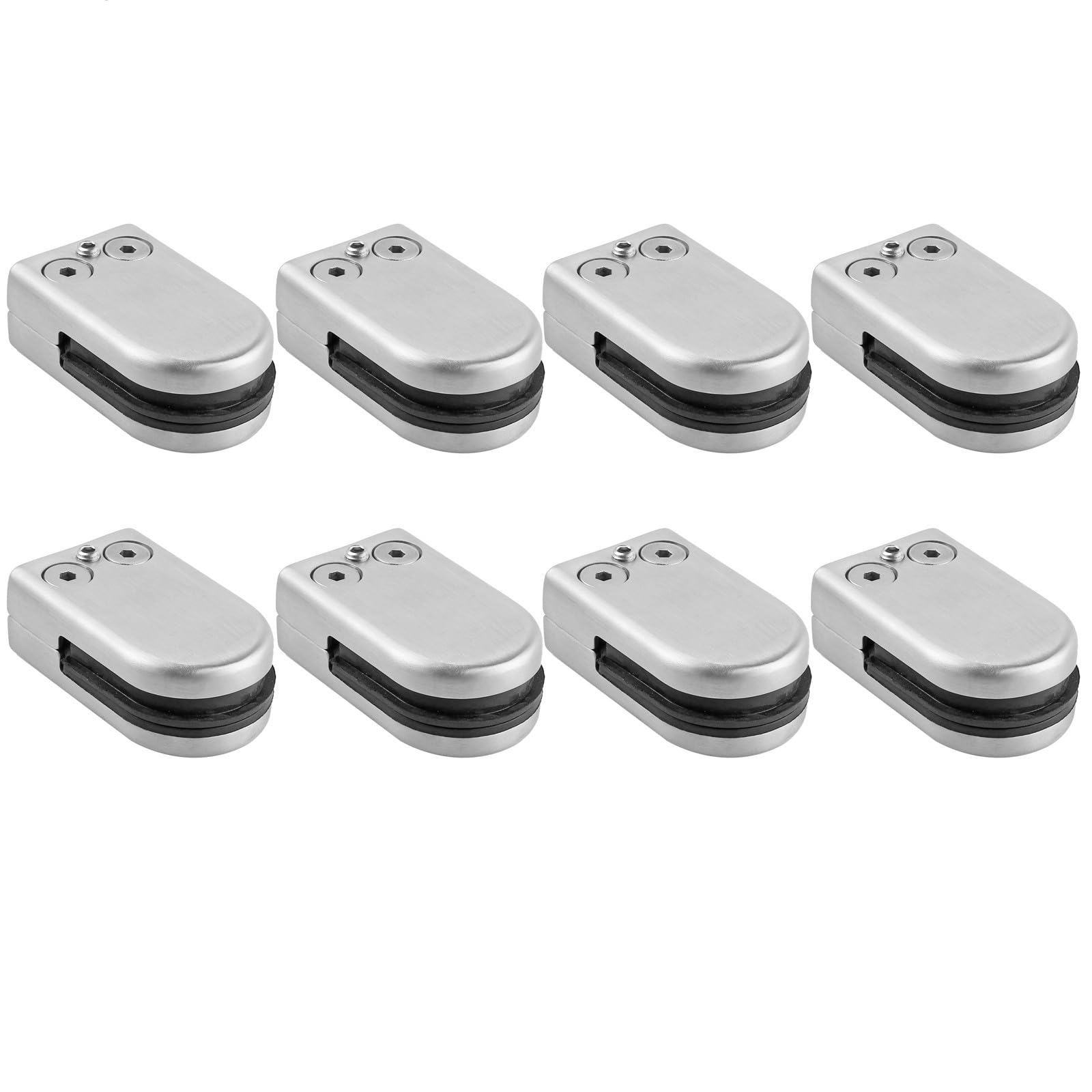 8 PCS Glass Clamps, Kamtop 6-8mm 304 Stainless Steel Glass Clamp, Glass Clips Glazing Brackets Glass Balustrade Fixings Adjustable Glass Mounting Bracket Flat Back for Balustrade Staircase Handrail