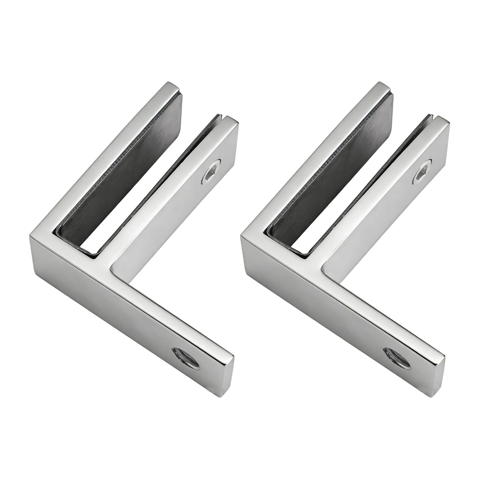 INCREWAY Railing Wall to Glass Clamp, 2PCS 90 Degrees Glass Clips Aluminum Alloy Glass Shelf Support Bracket, Glass Holder Connector for 10-12mm Thick Glass, Silver