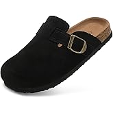 Kids Suede Clogs Boys Girls Mules Cork Genuine Leather Sandals with Adjustable Buckle Slippers Potato Shoe Indoor Outdoor Slip On Slide for Big Kids