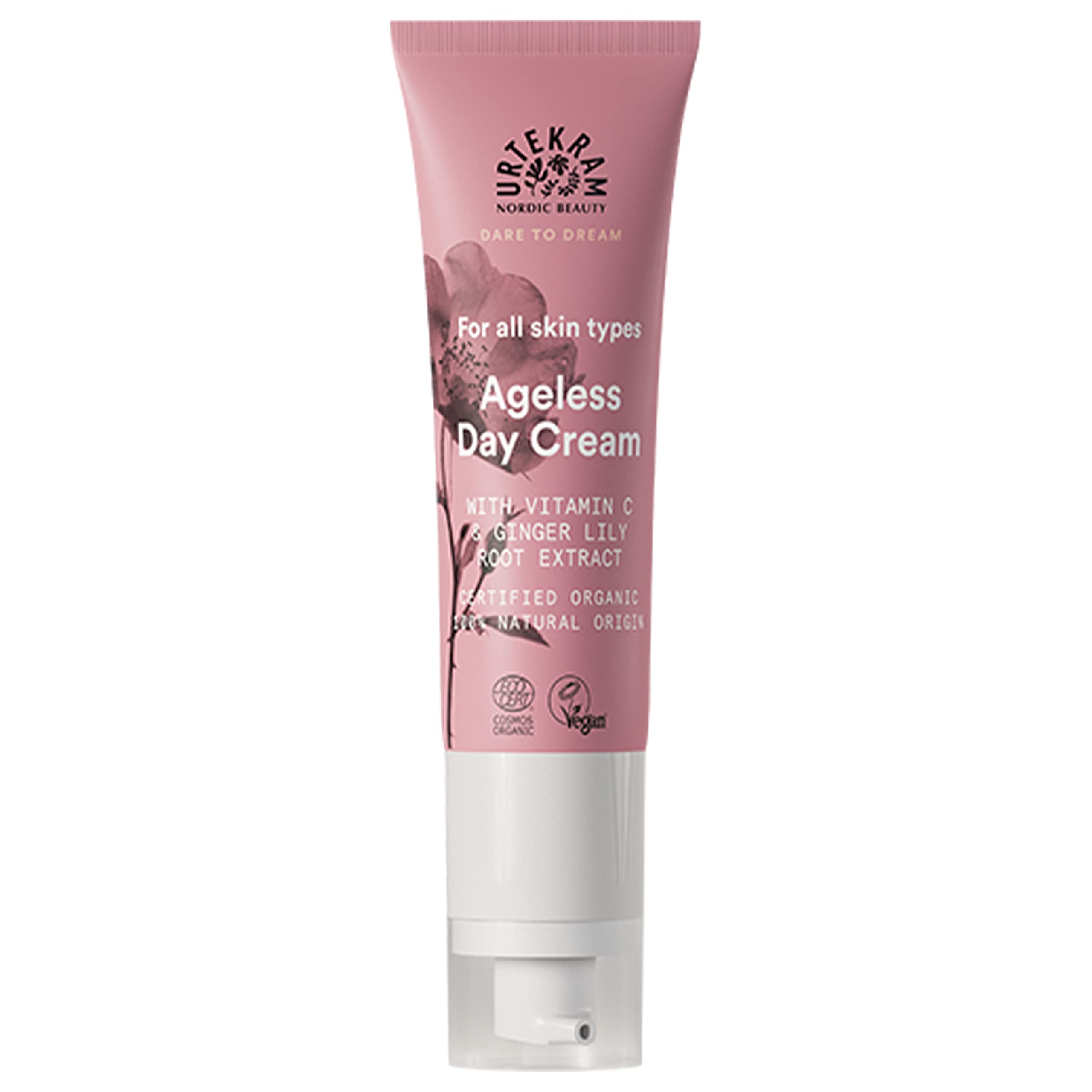 Urtekram Soft Wild Rose Day Cream with vitamin C - Anti aging face cream - hyaluronic acid moisturiser - Dare To Dream Range - Natural, Organic and Vegan 50 ml