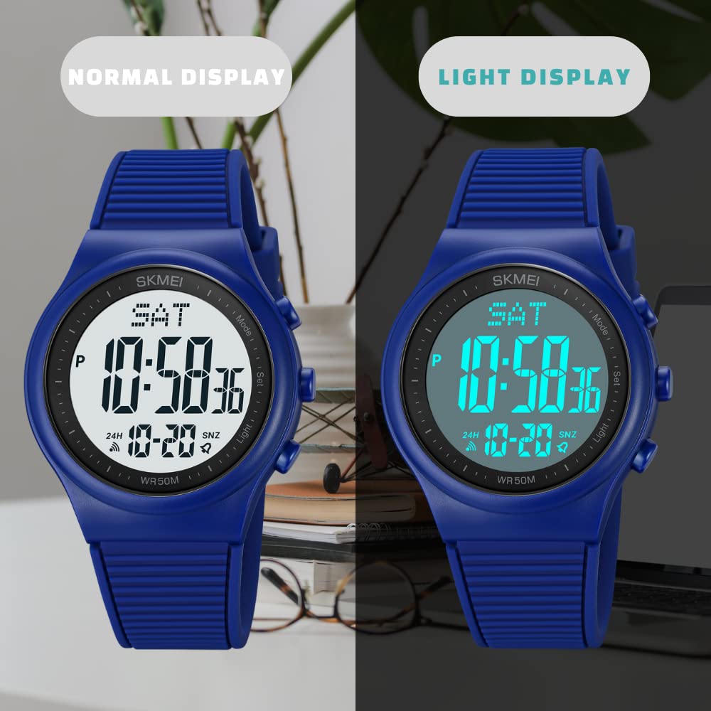 Digital Watch for Women Waterproof Stopwatch Sports Watches for Mens and Womens Unisex Outdoor Rubber Strap Multifunction Wristwatch with Luminous Display