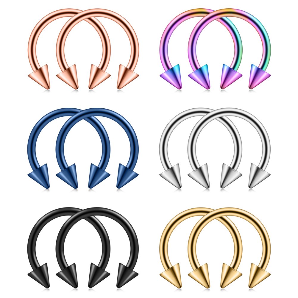 Ruifan 12PCS Assorted Colors Surgical Steel CBR