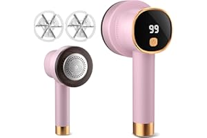 LVAINIT Fabric Shaver, Rechargeable Electric Lint Remover with LED Display, Lint Shaver, 6-Blade, 3-Speed Defuzzer Remove Fuzz, Pills for Clothes, Upholstery, Furniture, Pink