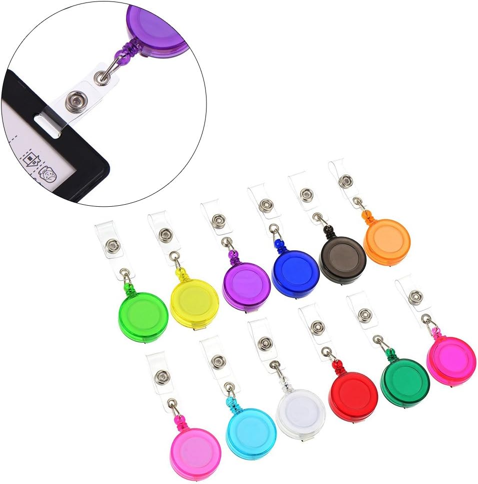ofoen 12 Pcs Retractable Lanyard, Translucent Id Badge Holder, Keyring Badge Reel Clip for Cards (Assorted Colors) - Image 3