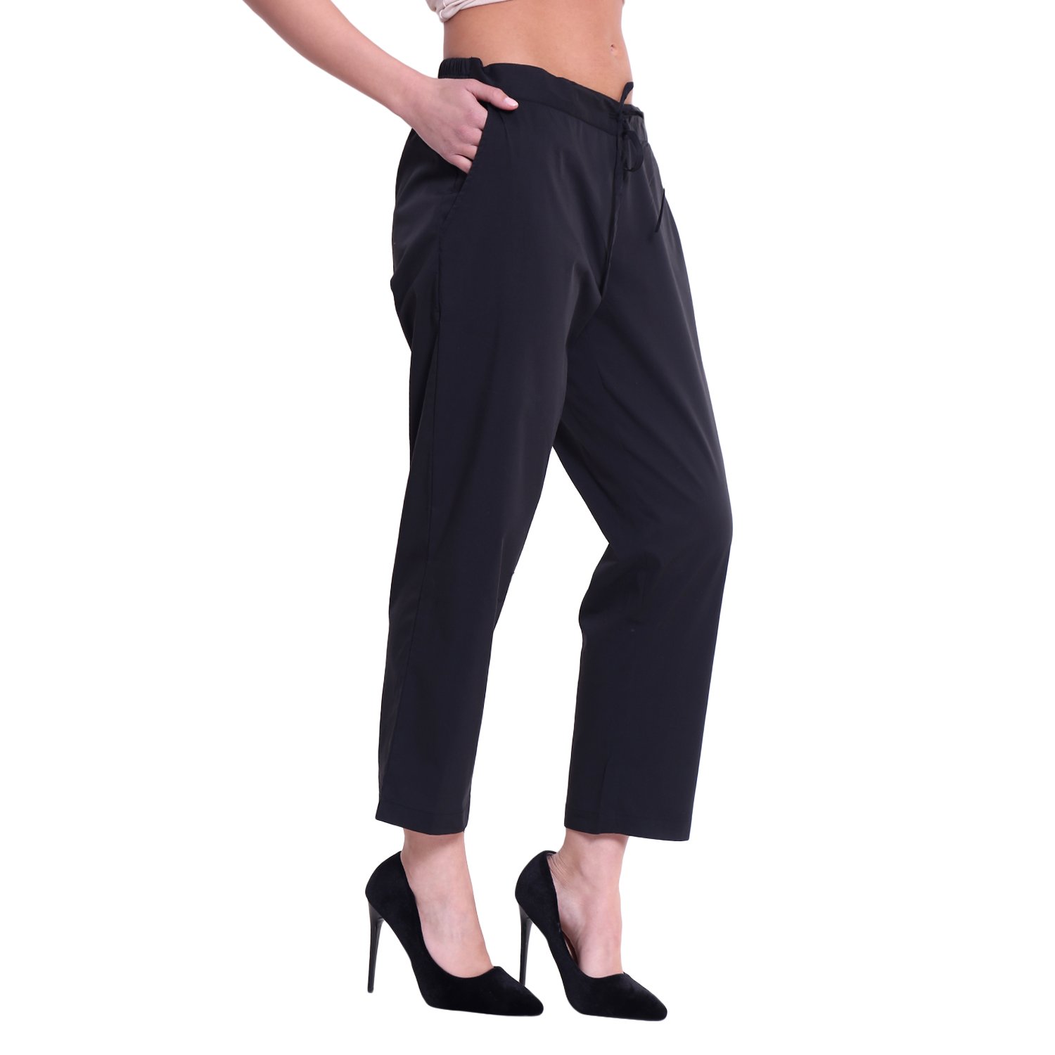 fascination by raas pr&ecirc;t women's cotton ankle length trouser (black)