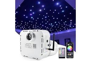 AMKI High Brightness 32W Twinkle 800pcs Fiber Optic Starlight Headliner Kit 0.03in 9.8ft+13.1ft Fiber Strands RGBW Sound Activated APP Remote Control for Car Home Roof Ceiling Decoration