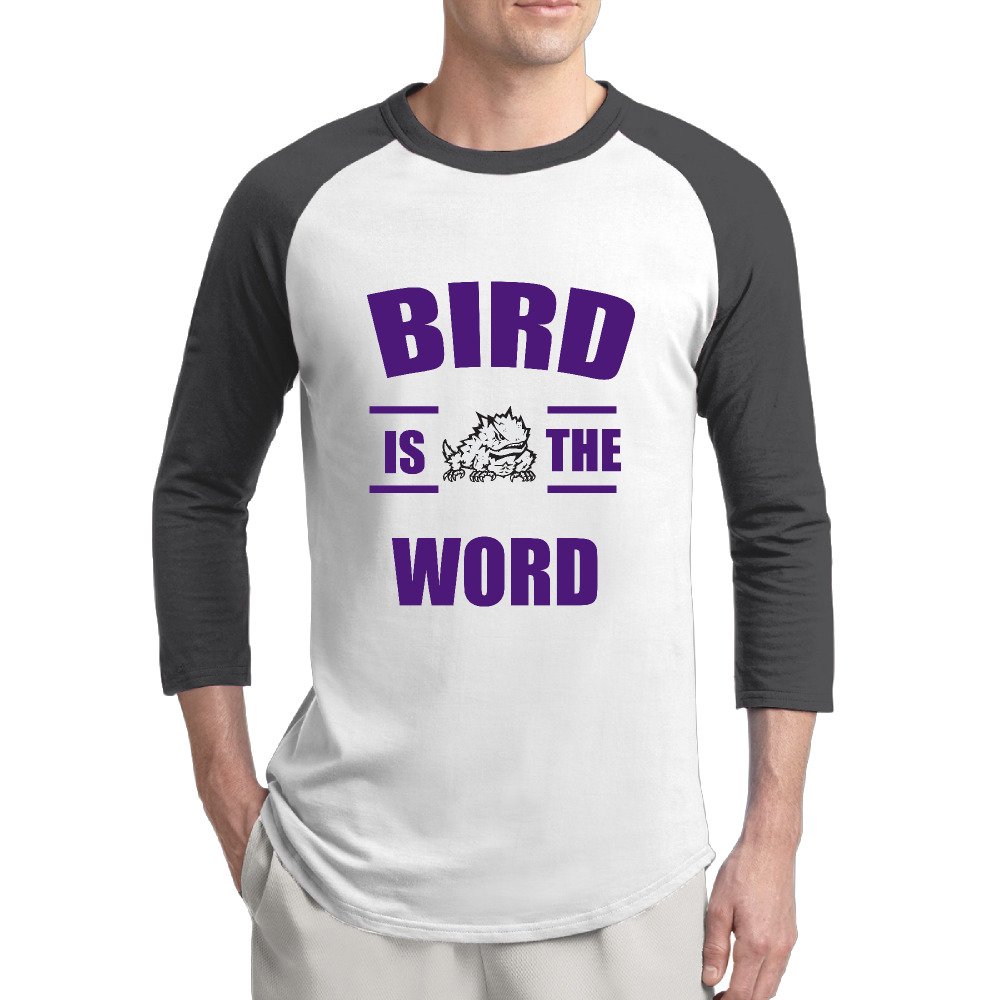Yff Geek Texas Christian University Frogs Bird Is The Word 3/4 Sleeve Raglan Tshirts
