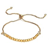 Gempires Bolo Birthstone Bracelets for Women, 14K Gold Plated Bolo Bracelet, Adjustable, Dainty & Hypoallergenic with Genuine Gemstone Beads, gift for her