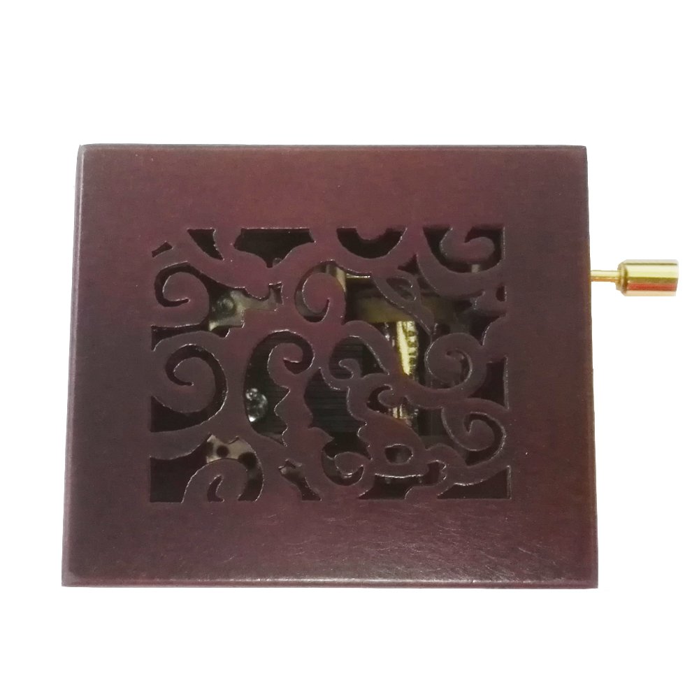 18 Note Antique Engraved Hand Crank Wooden Musical Box With Gold-plating Movement in,Music Gift Box,Lilium From Elfen Lied Music Box