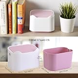 YAGGOOD Desk Bin Trash Can with Lid Pink White Mini 0.66gal Desktop view 3