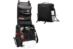 Camp Kitchen Organizer, Hanging Cooking Tools Storage Caddy Bag with Paper Towel Holder & Multi-Pockets, Portable Camping Ute