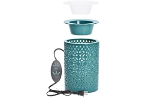 ASAWASA Ceramic Wax Melt Warmer with Timer and 1 pc Silicone Dish,Candle Wax Warmer for Scented Wax & Essential Oils,Ideal Gi