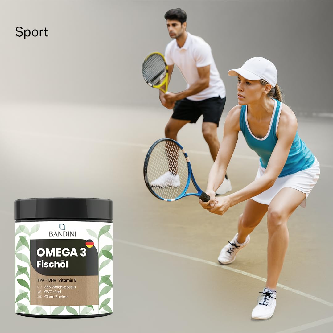 Bandini® Omega 3 | 366 Softgels, 2000 mg reines Fischöl mit 600mg bioaktiven Triglyceriden EPA und DHA | Fettsäuren für Herz und Gehirn | 2 Softgels/Tag für 6 Monate Versorgung | hochdosiert, GMO-frei 3