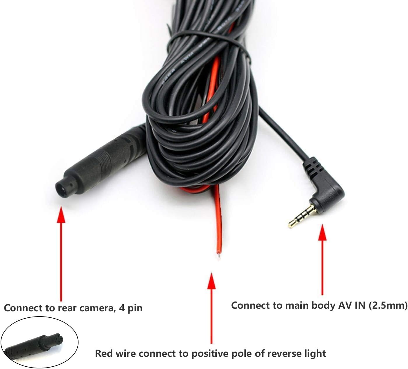 AUTOWOEL 50feet Backup Camera Extension Cord Cable for D330 Dash Cam