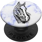 Black Horse Head Blue White PopSockets Adhesive PopGrip