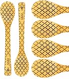 Bamboo Cooking Spoons - Unique Moroccan Trellis Pattern - Wooden Kitchen Spoons - 6 Piece Set - Stylish Serving Utensils - Organic High Heat Wood Spoon For Cooking - Great Kitchen Gift Idea
