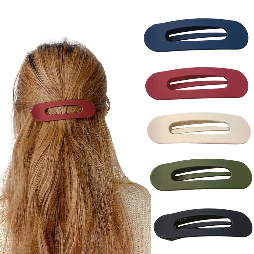 5Pcs Large Flat Claw Clips Alligator Hair Clips for Styling Sectioning Non-slip Side Duck Bill Hair Clips Matte Finish Hair Barrettes Hair Accessories for Women Girls (Radnom color)