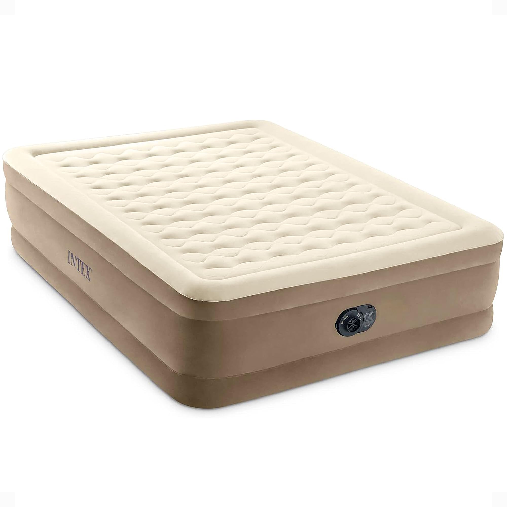 Photo 1 of Intex Dura-Beam Deluxe Ultra Plush Air Mattress - Fiber-Tech – Built-in Electric Pump – 18in Bed Height – 600lb Weight Capacity – Queen Size