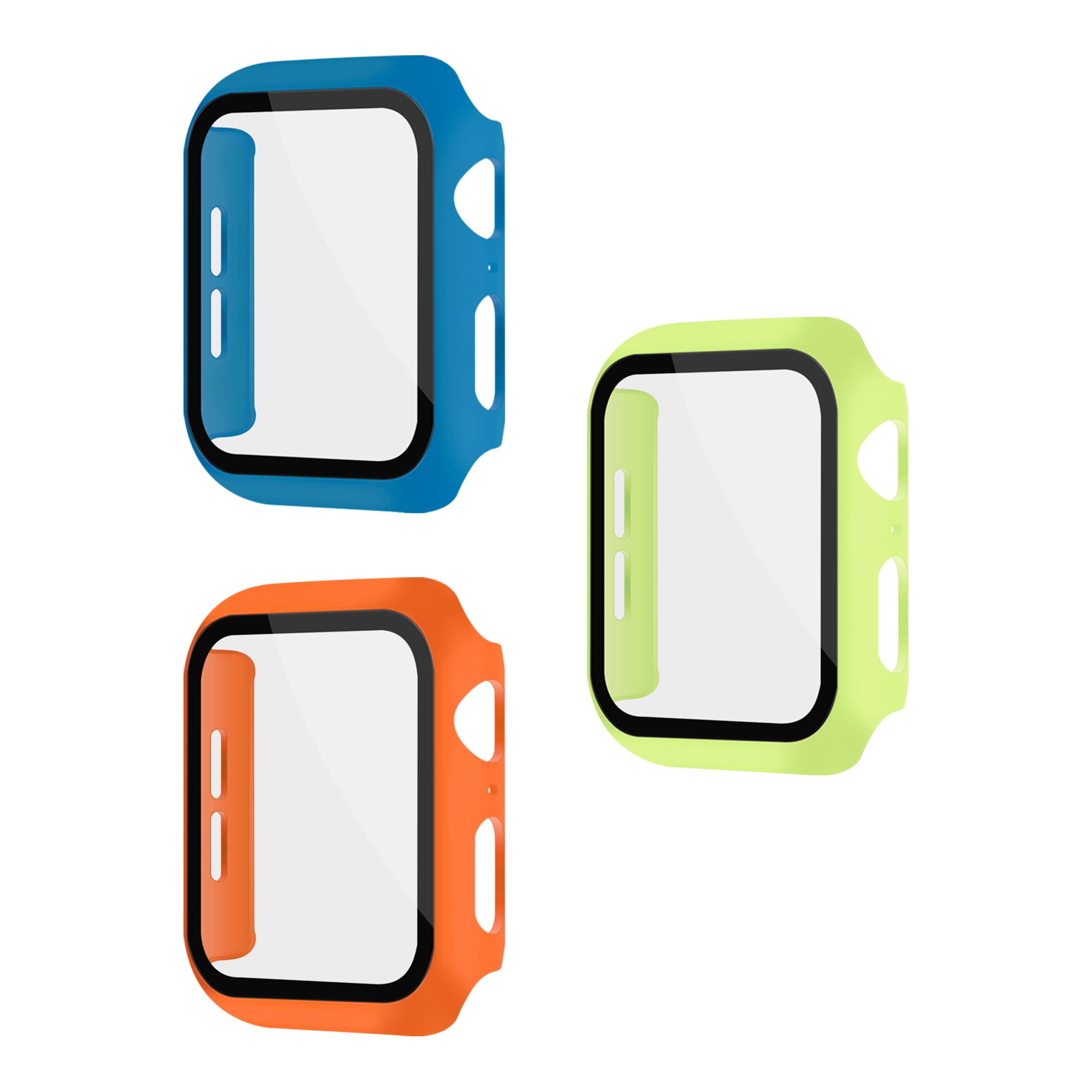 XFEN 3-Pack Case with Screen Protector for Apple Watch 44mm SE Series 6/5/4 - Lime/Orange/Cobalt