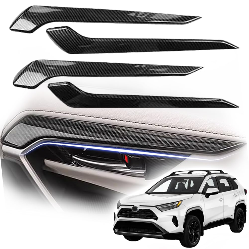 Photo 1 of HANSTRONG GEAR 4 pcs ABS Carbon Fiber Style Inner Door Panel Upper Armrest Interior Protective Cover Compatible for Toyota RAV4 2019 2020 2021 2022 2023 2024 2025