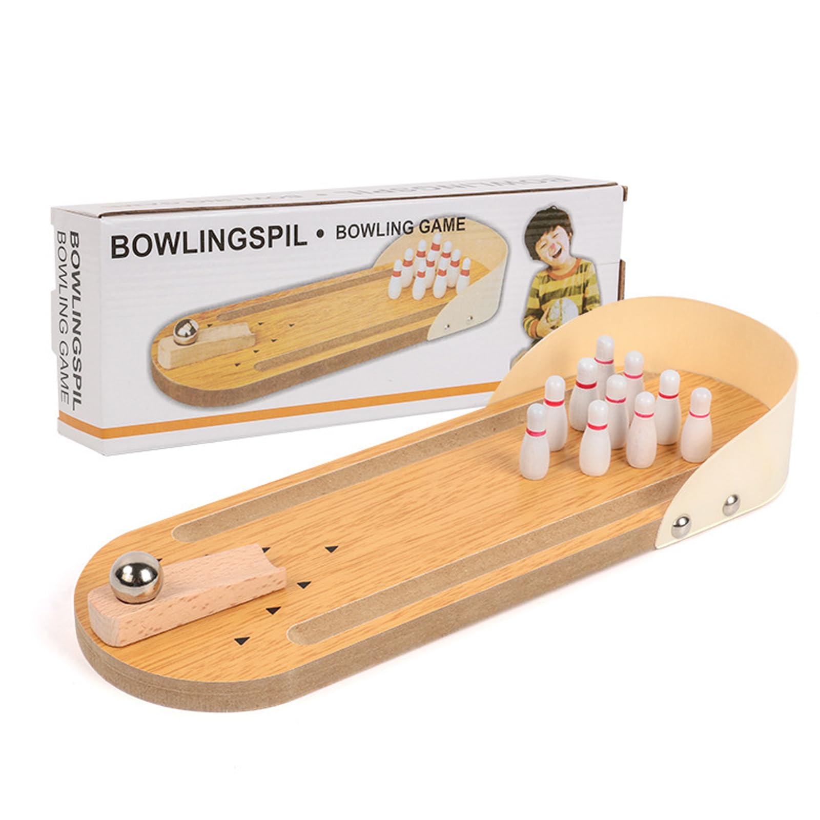 BUULOO Mini Bowling Game Set - Tabletop Finger Bowling with 10 Pins and Metal Ball for Home Alleys - Toys for Men, Women, Teens & Kids