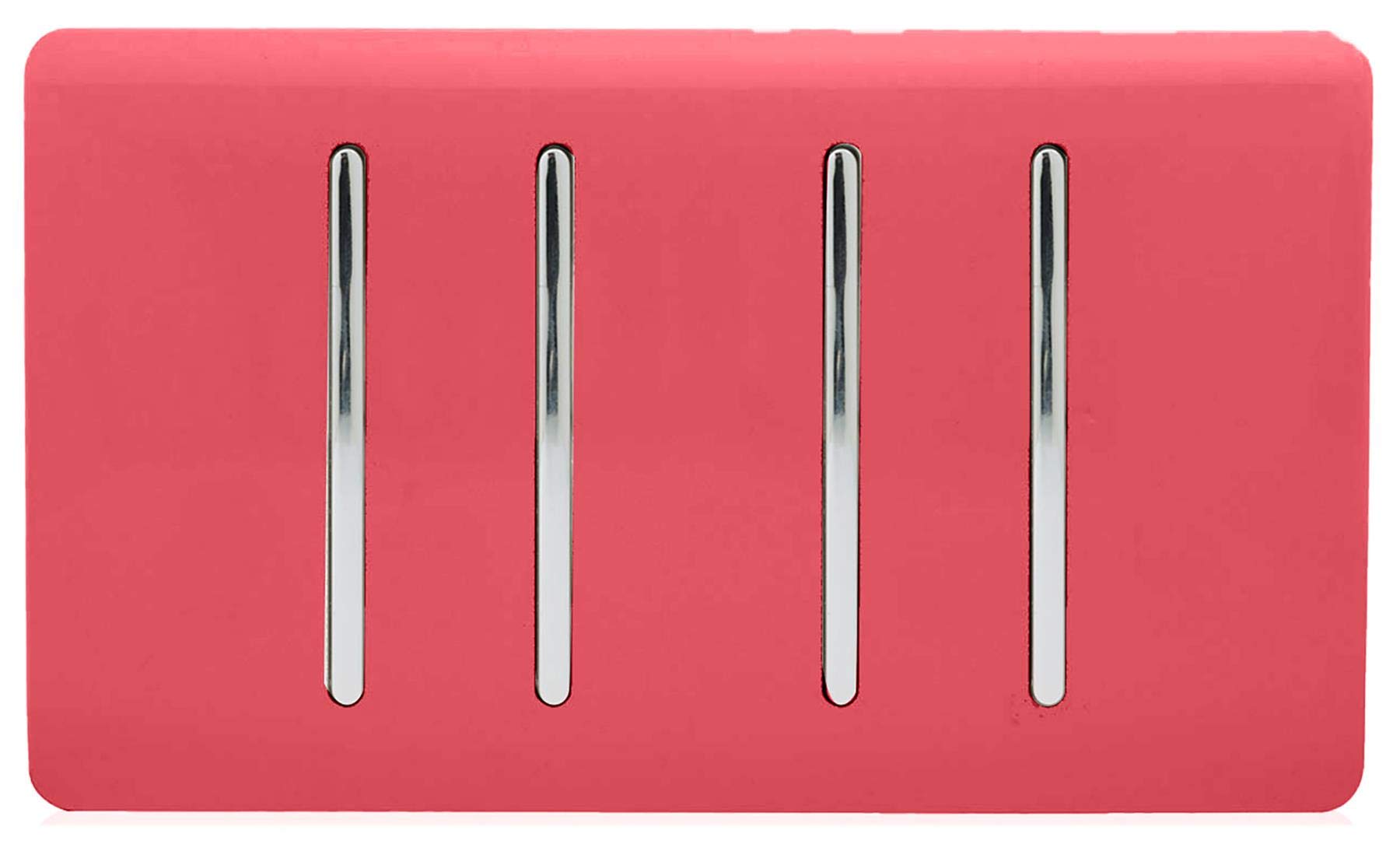 Trendi Artistic Modern Glossy 4 Gang 2 Way Rocker Double Plate Tactile Light Switch Strawberry