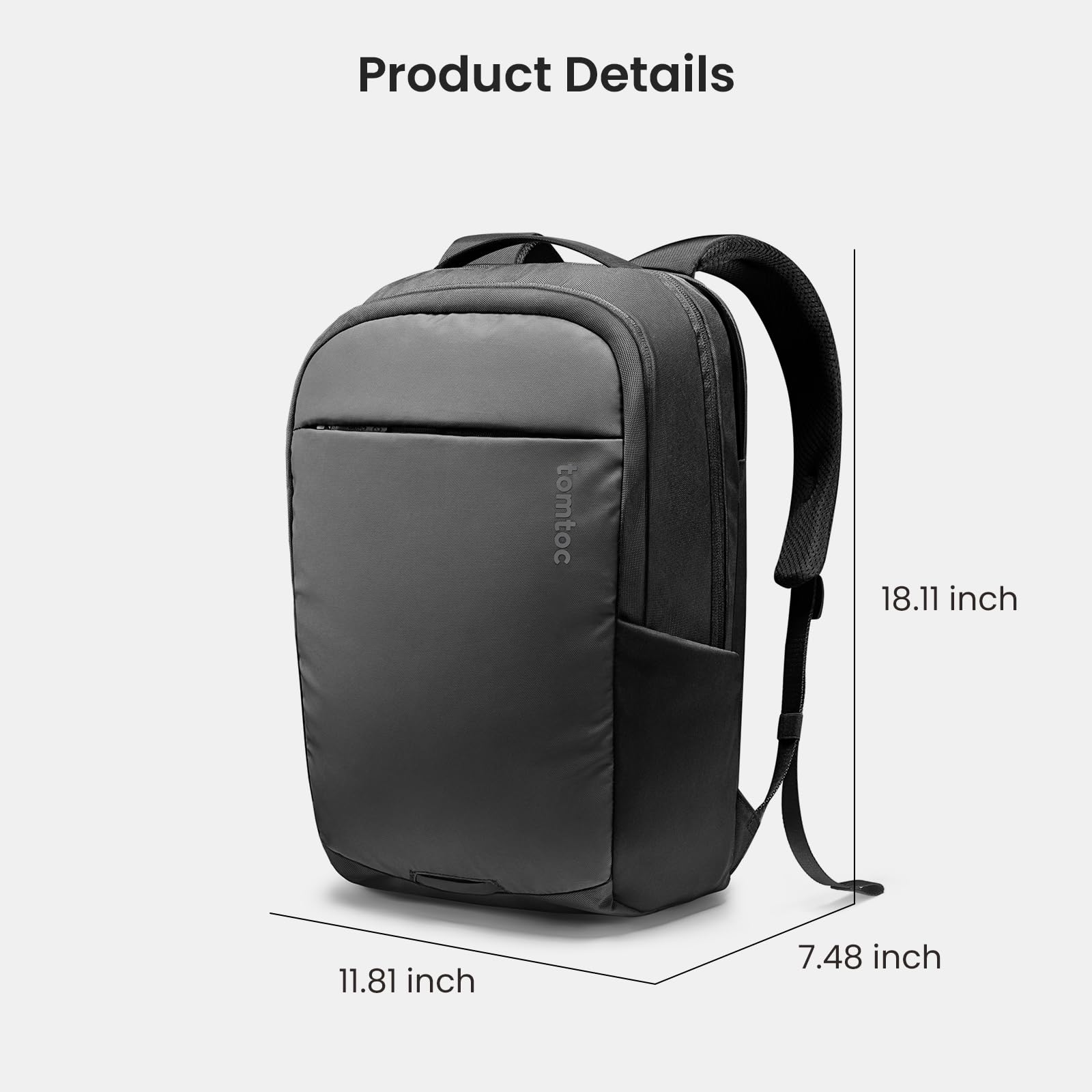 tomtoc 15.6 Inch Professional Business Laptop Backpack, Premium Cordura Material Waterproof Travel Computer Backpack Rucksack with Large Capacity, 26L