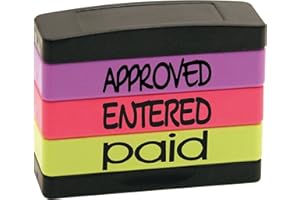 Stack Stamp Pre-Inked Triple Message Stamp, Approved, Entered, Paid (8802)