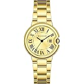 KNISKRED Classic Watch for Women with Vintage Roman Numerals and Solid Stainless Steel Band Ladies Casual Watch