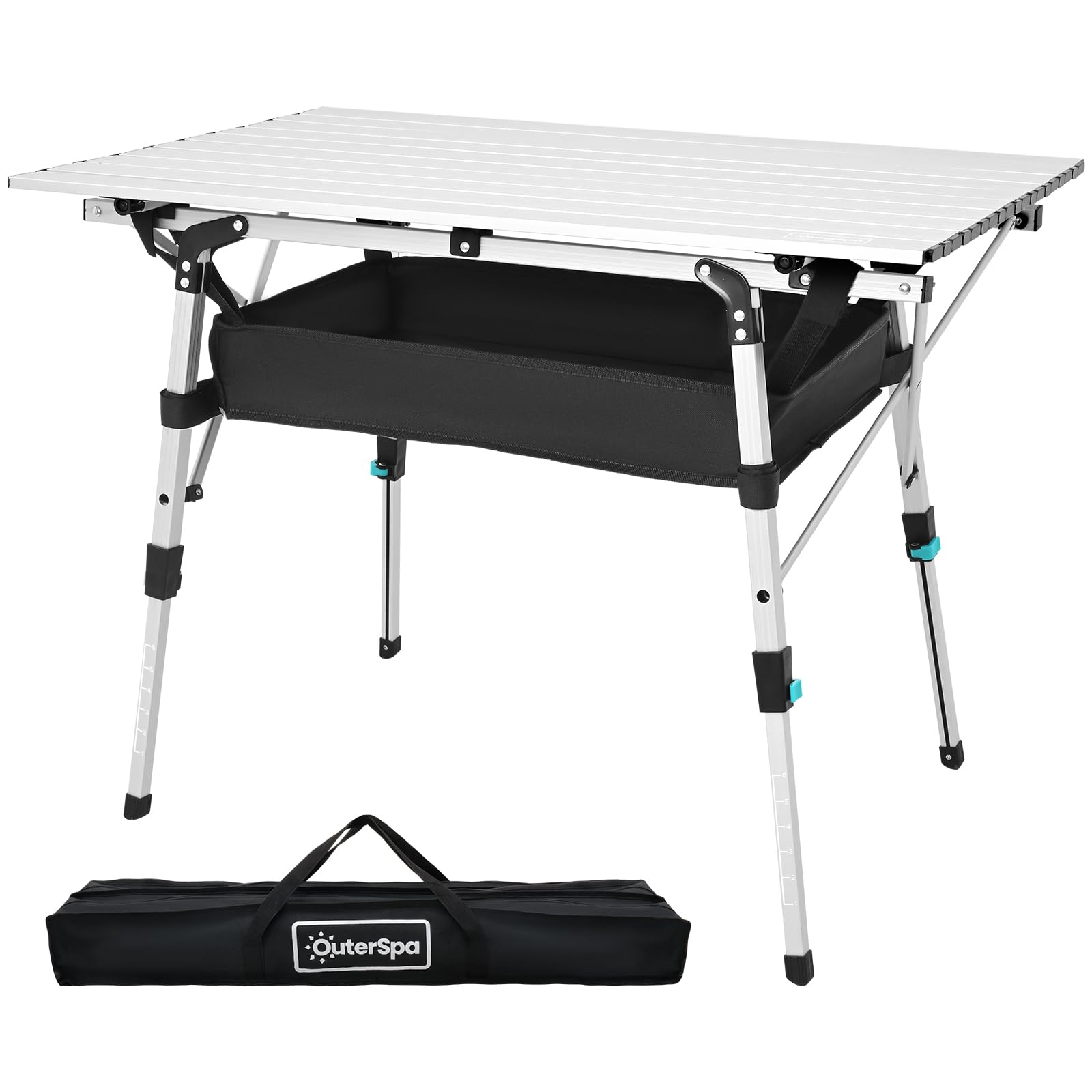 Photo 1 of OuterSpa Portable Camping Table with Adjustable Legs, Lightweight Aluminum Folding Table Foldable Table for Outdoor Cooking, Picnic, Beach, Backyards, Rectangular