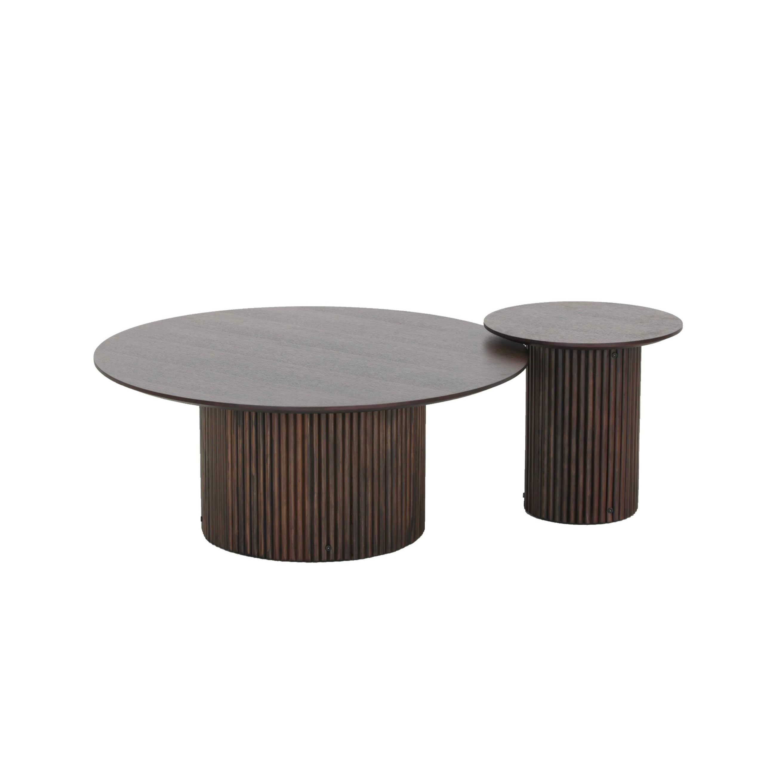 Photo 1 of **02 boxes***Benjara 2 Piece Coffee End Table Set, Round Top, Pedestal Base, Black