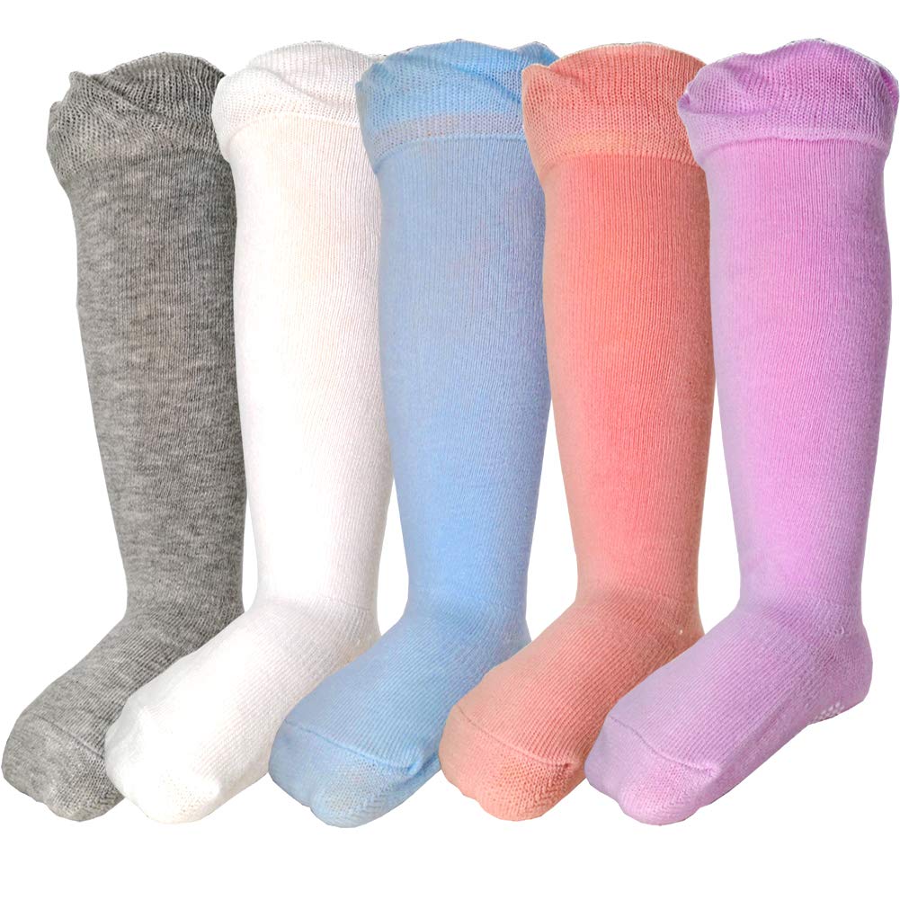Buy Unisex Baby Knee High Cotton Socks, Kids Anti Slip Knee Long Socks